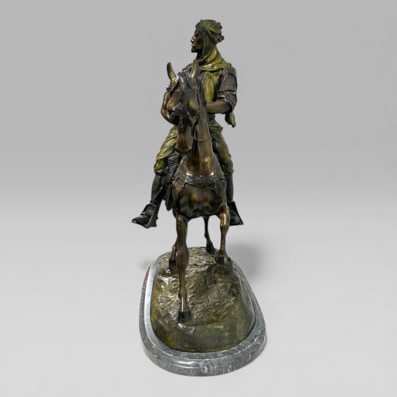 Antique French Bronze Sculpture Arab Horseman After Barye & Guillemin, 75 cm - Image 5